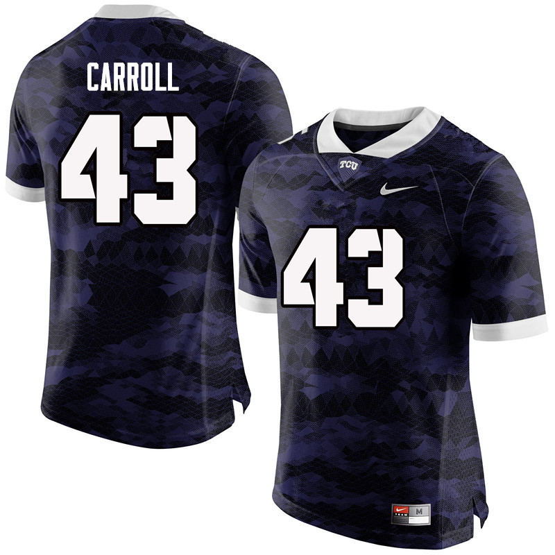 Men #43 Michael Carroll TCU Horned Frogs College Football Jerseys-Purple - Click Image to Close